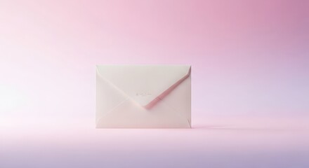 Elegant White Envelope on Soft Gradient Background with Subtle Pink and Purple Hues