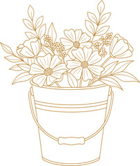 Floral Bucket: Delicate Floral Arrangement Sketch