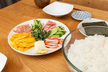 食卓　手巻き寿司
