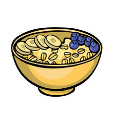 Oatmeal porridge with fruits and berries vector illustration