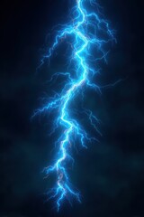 Vibrant Blue Electric Lightning Bolt Striking Down on Dark Background