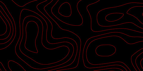  Digital abstract red neon contour mapping pattern with futuristic wavy lines on a black elegant wallpaper background showing modern topographic illustration design