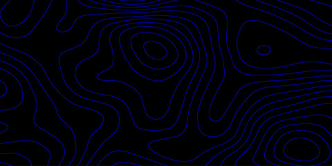 High Definition Minimalistic Digital Topographic Background Featuring Smooth Blue Contour Lines and Abstract Terrain Visualization on Dark Canvas