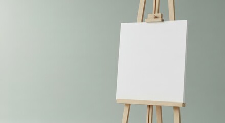 Blank Canvas on Wooden Easel with Minimalist Background for Art and Creativity Concepts