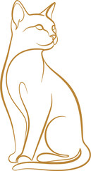 Elegant Egyptian Cat Outline Illustration