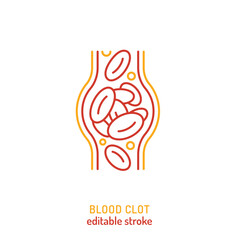 Blood clot icon. Editable vector illustration of vascular blockage with platelets.