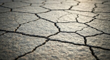Dry Cracked Earth Surface with Unique Texture and Patterns Under Bright Natural Light