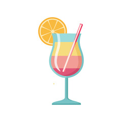 Beautifully layered tropical summer cocktail vector graphic, a refreshing and festive drink surprise perfect for celebrations