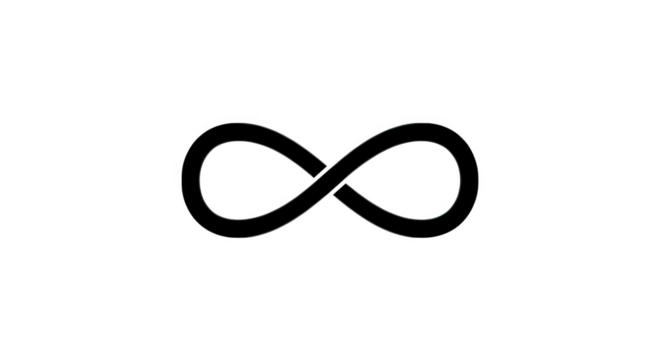 Infinity symbol in black color isolated on transparent background