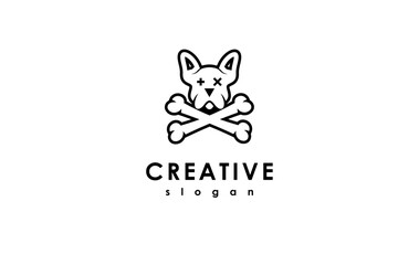 vector dog head with crossed bones
