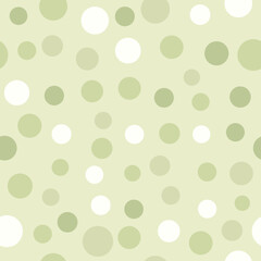 Seamless Pattern of Green and White Polka Dots