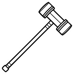 Vintage wooden judge gavel with long handle, illustration style