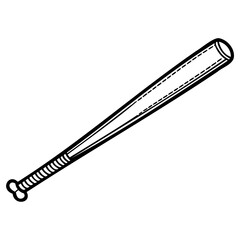 Vintage black and white baseball bat illustration