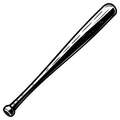 Black baseball bat illustration with smooth handle and tapered end