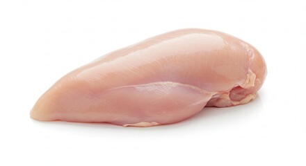 Raw Chicken Breast on White Background, Isolated Poultry Meat