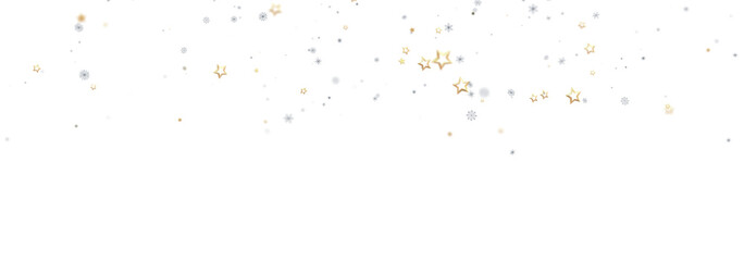 Beautiful image of gold and silver stars falling on white background. Perfect for holidays.