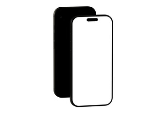 High-quality image of a black smartphone mockup with a blank screen, perfect for app presentations or website designs.