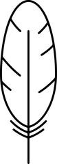 Minimalist Outline Single Feather with Detailed Quill Isolated Design Element