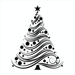 Elegant Swirl Design Christmas Tree Silhouette