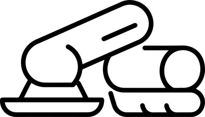 Minimalist Outline Yoga Roller With Mat Equipment Fitness Illustration