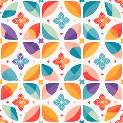 Abstract seamless pattern with modern geometric shapes and bold symmetry
