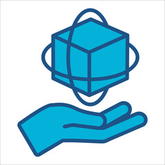 Technology Icon In Blue Monochrome Flat Design, Vector Illustration.