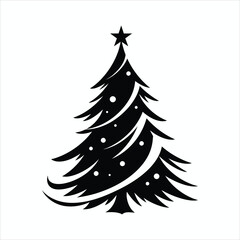 Black Silhouette Christmas Tree With Star