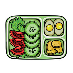 food tray for school, lunch vector illustration