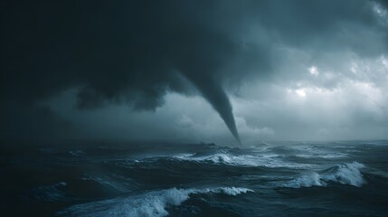 Waterspout tornado over ocean waters powerful storm severe weather natural disaster dangerous phenomenon extreme