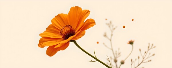 Orange Flower Against White Background