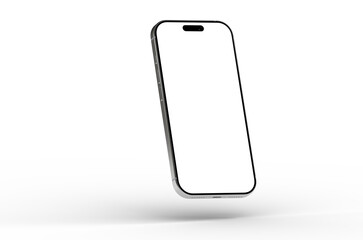 High-quality photo of a modern smartphone with a blank screen, perfect for app presentations or website mockups. Isolated on white.