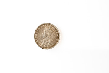 Cardiff Mid Glamorgan Wales UK September 15 2025 British Empire George  V Silver Indian Rupee Head Crown Face