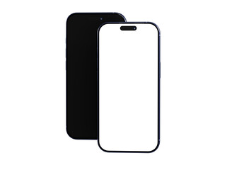 High-quality image of two smartphones, one with a black screen and one with a white screen. Perfect for app presentations.