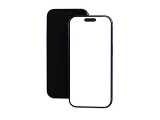 High-quality mockup of two smartphones with blank screens. Perfect for app presentations or website designs.