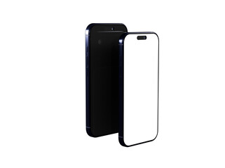 High-quality image of two smartphones, one with a black screen and one with a white screen. Perfect for app presentations and technol