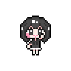 Pixel art girl 01 Raise a hand (6)