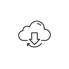 Cloud download icon with circular arrow isolated on transparent background