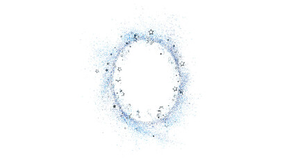 Obraz premium Sparkling blue glitter oval frame with scattered stars, perfect for festive designs, invitations, and magical backgrounds. Ideal for adding a touch of elegance and wh