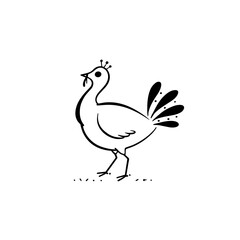 Obraz premium turkey. turkey simple black and white line art vector logo