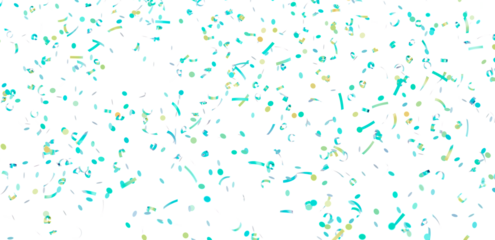 Celebrate with this festive image of teal and gold confetti falling on a white background. Perfect for party invitations, banners, and more!