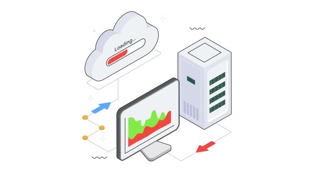 Cloud Loading isometric animation MP4 file