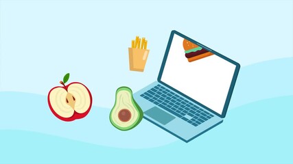 Tech meets food concept. Full length animation illustration. High quality 4k footage - Powered by Adobe