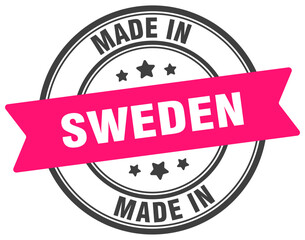 Made in Sweden round sign. Made in Sweden stamp.