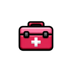 Obraz premium Bright Red First Aid Kit Icon Representing Health Safety and Emergency Care Supplies for Medical Use in Various Situations