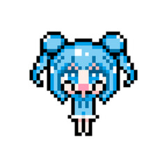 Fototapeta premium Pixel art girl 04 Raise both hands 02 (2)