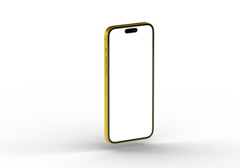 High-quality photo of a golden smartphone mockup. Perfect for app presentations or website designs.  Blank screen for your content.