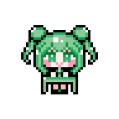 Obraz premium Pixel art girl 04 Sitting at the desks (5)