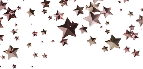 Beautiful rose gold stars falling on white background. Perfect for celebrations.