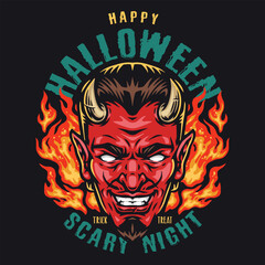 Halloween celebration with fiery devil design