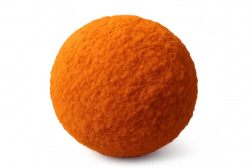 Orange powder creating a perfect sphere isolated on transparent background, ideal for creative projects